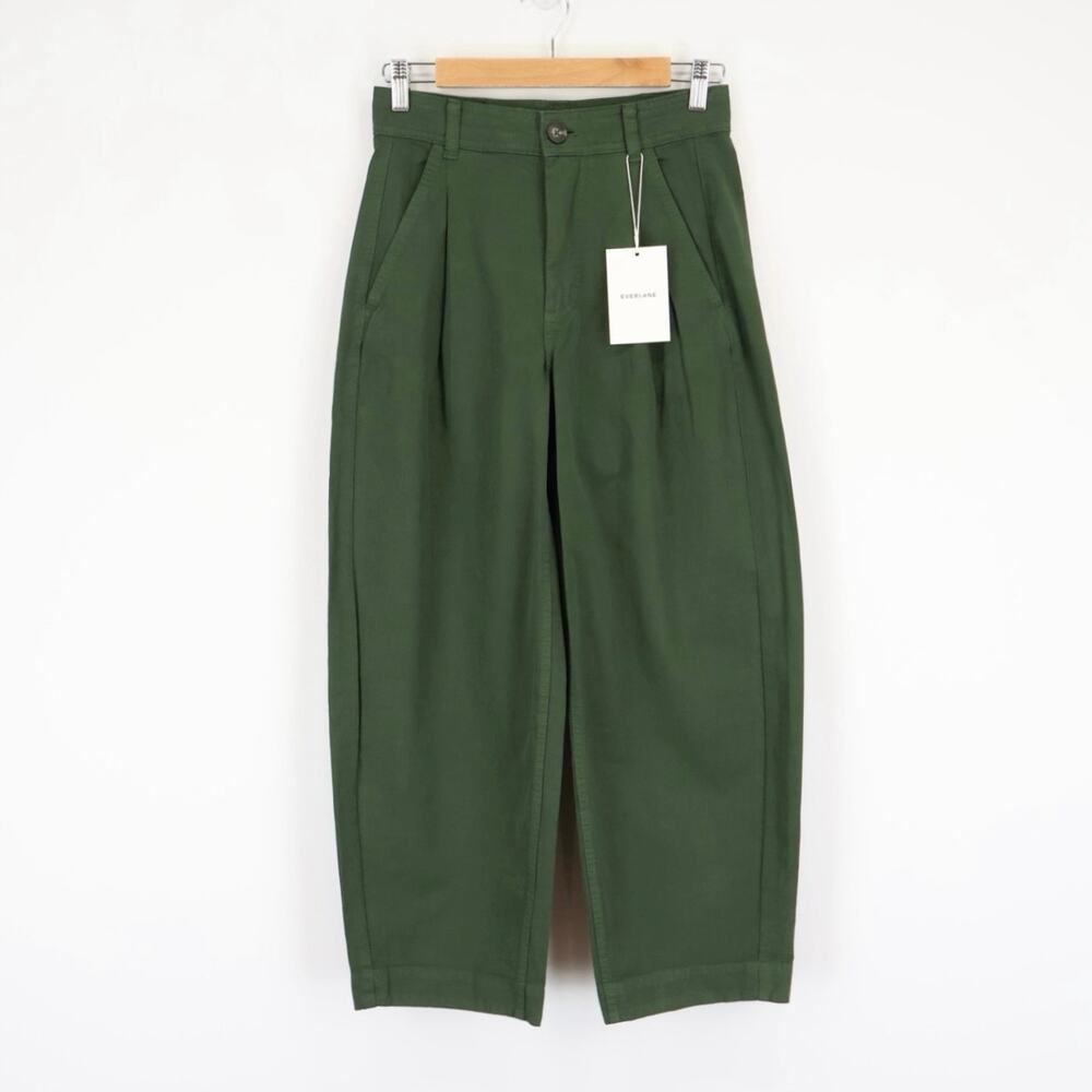 NWT Everlane The Everywhere Pant High-Rise Barrel Leg Dark Forest Green Size 00 - Picture 4 of 11